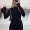 Stretchy Black Bandage Mini Dress Turtleneck Autumn Party Mini Dresses Autumn Black Skinny Stretchy Party Vestidos