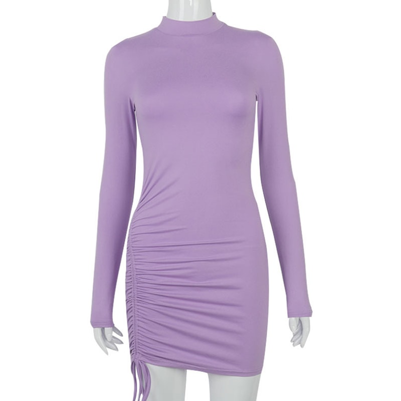 Stretchy Black Bandage Mini Dress Turtleneck Autumn Party Mini Dresses Autumn Black Skinny Stretchy Party Vestidos