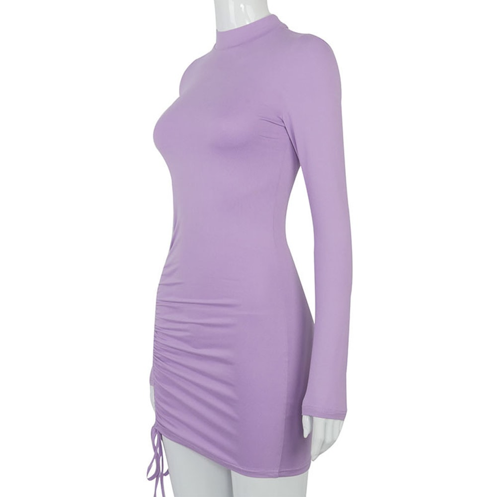 Stretchy Black Bandage Mini Dress Turtleneck Autumn Party Mini Dresses Autumn Black Skinny Stretchy Party Vestidos