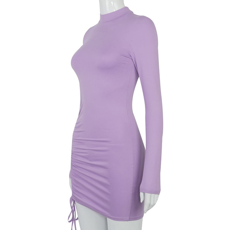 Stretchy Black Bandage Mini Dress Turtleneck Autumn Party Mini Dresses Autumn Black Skinny Stretchy Party Vestidos