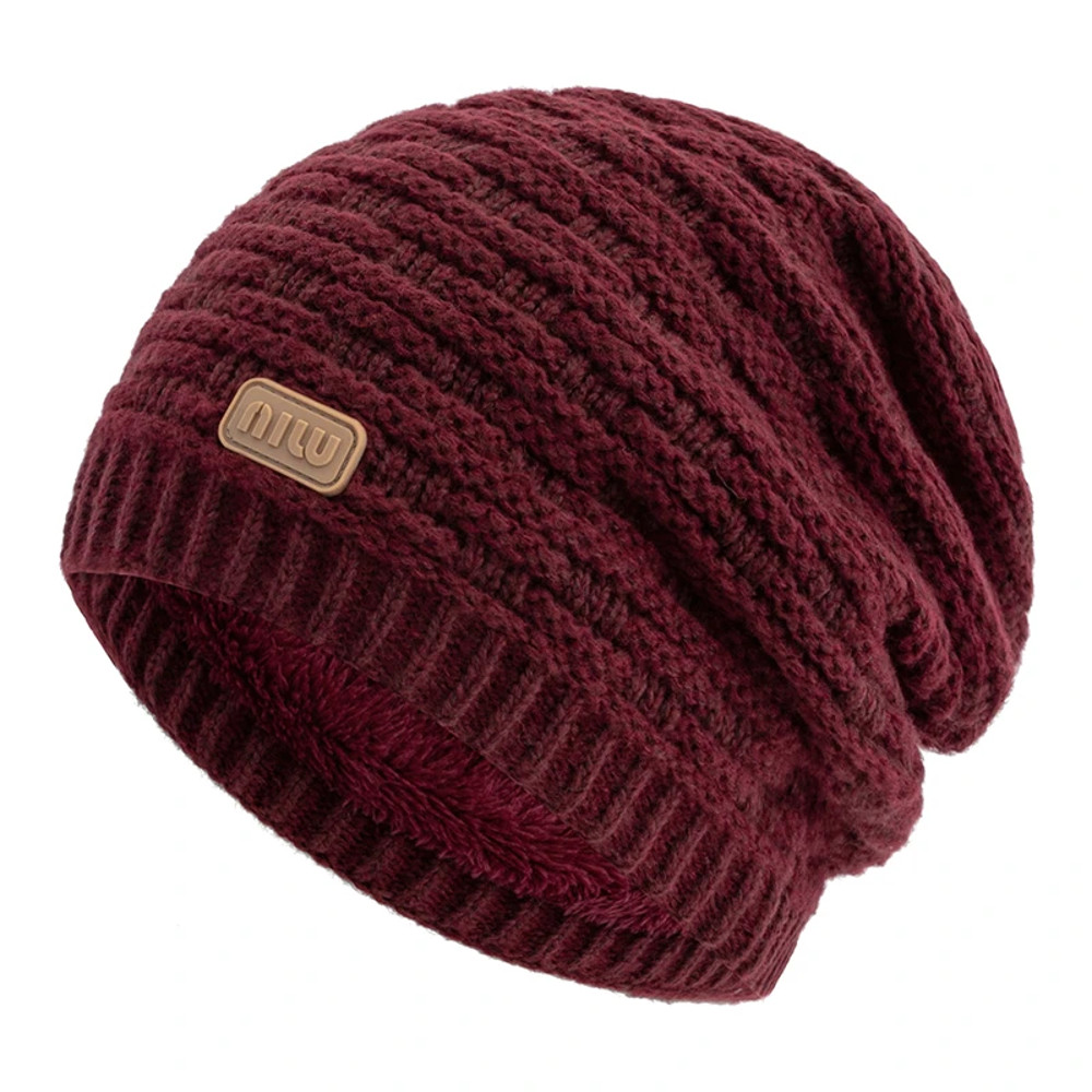 Winter Knitted Hat For Men Women Warm Beanie Cap Slouchy Style New Fashion Fur Lined Casual Decor 6