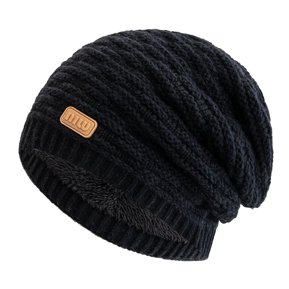 Winter Knitted Hat For Men Women Warm Beanie Cap Slouchy Style New Fashion Fur Lined Casual Decor 7