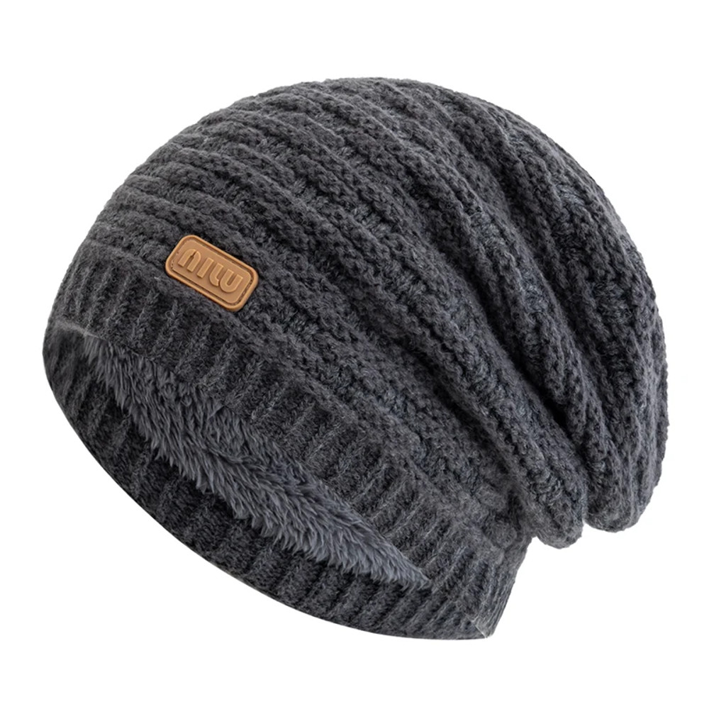 Winter Knitted Hat For Men Women Warm Beanie Cap Slouchy Style New Fashion Fur Lined Casual Decor 9