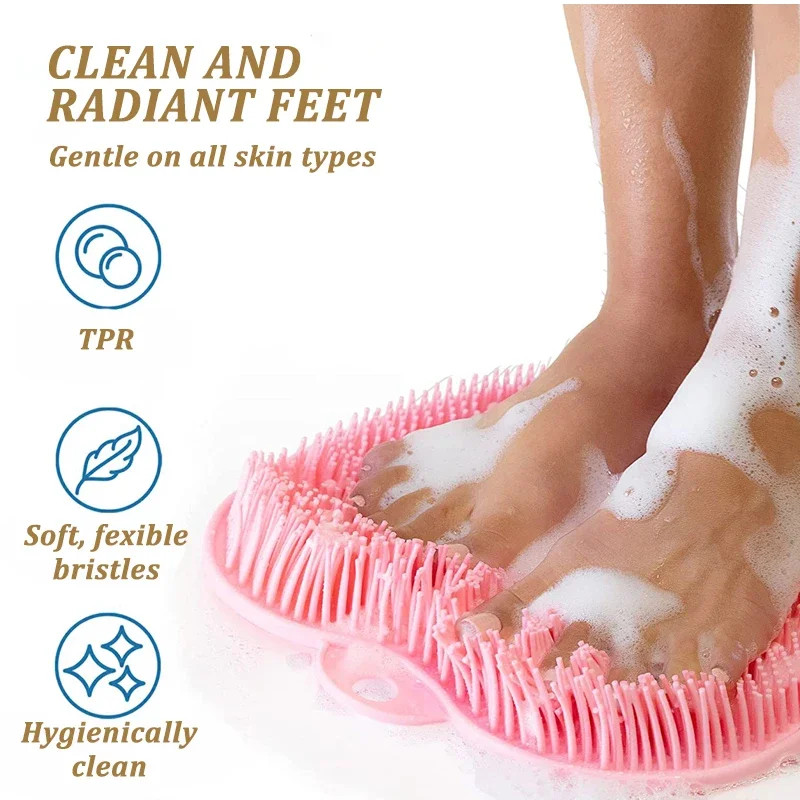 Silicone Rub Back Brush Bathroom Nonslip Wash Foot With Sucker Bath Massage Foot Exfoliating Brush 3