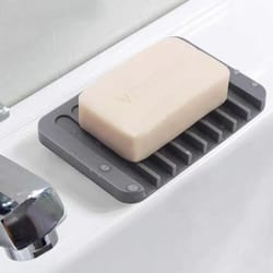 silicone soap saver waterfall drainer, self draining soap dishes, keep soap bars dry and clean holder