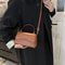 PU Leather Messenger Tote For Women Small Solid Color Handbag With Shoulder Strap 1