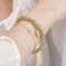 Exquisite Gold Color Leaves, Style Green Jade Bracelet, Double Chain Bracelet, For Women Wrist Strap, Elegant Girls Gift