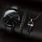 Mens Casual Leather Band Analog Males Quartz Watch 3PCS Set Business Watches Necklace Bracelet Set 6
