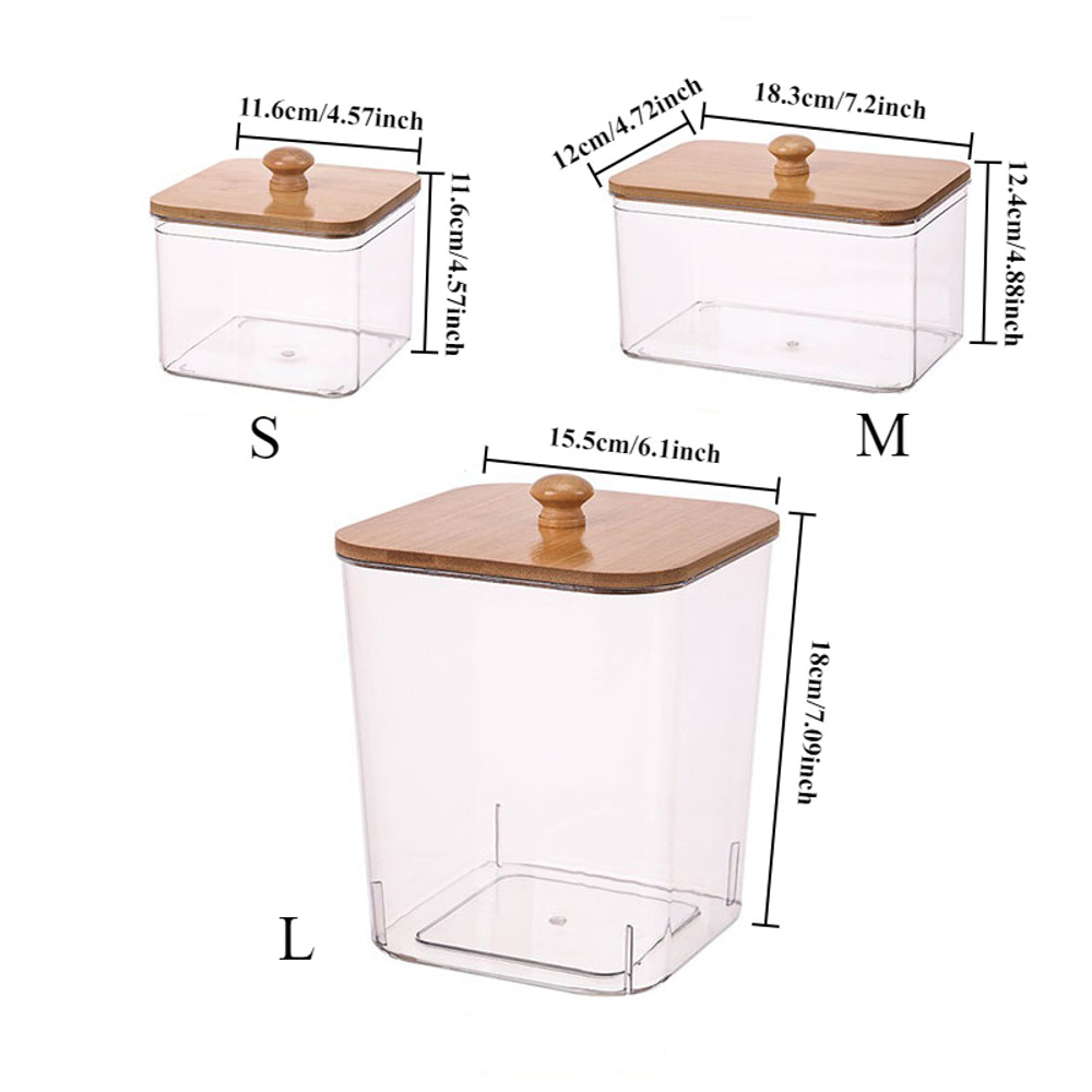 Cotton Swab Holder, Bamboo Lid Laundry Powder Storage Box, Desktop Decorative Box for Living Room, Table Organization