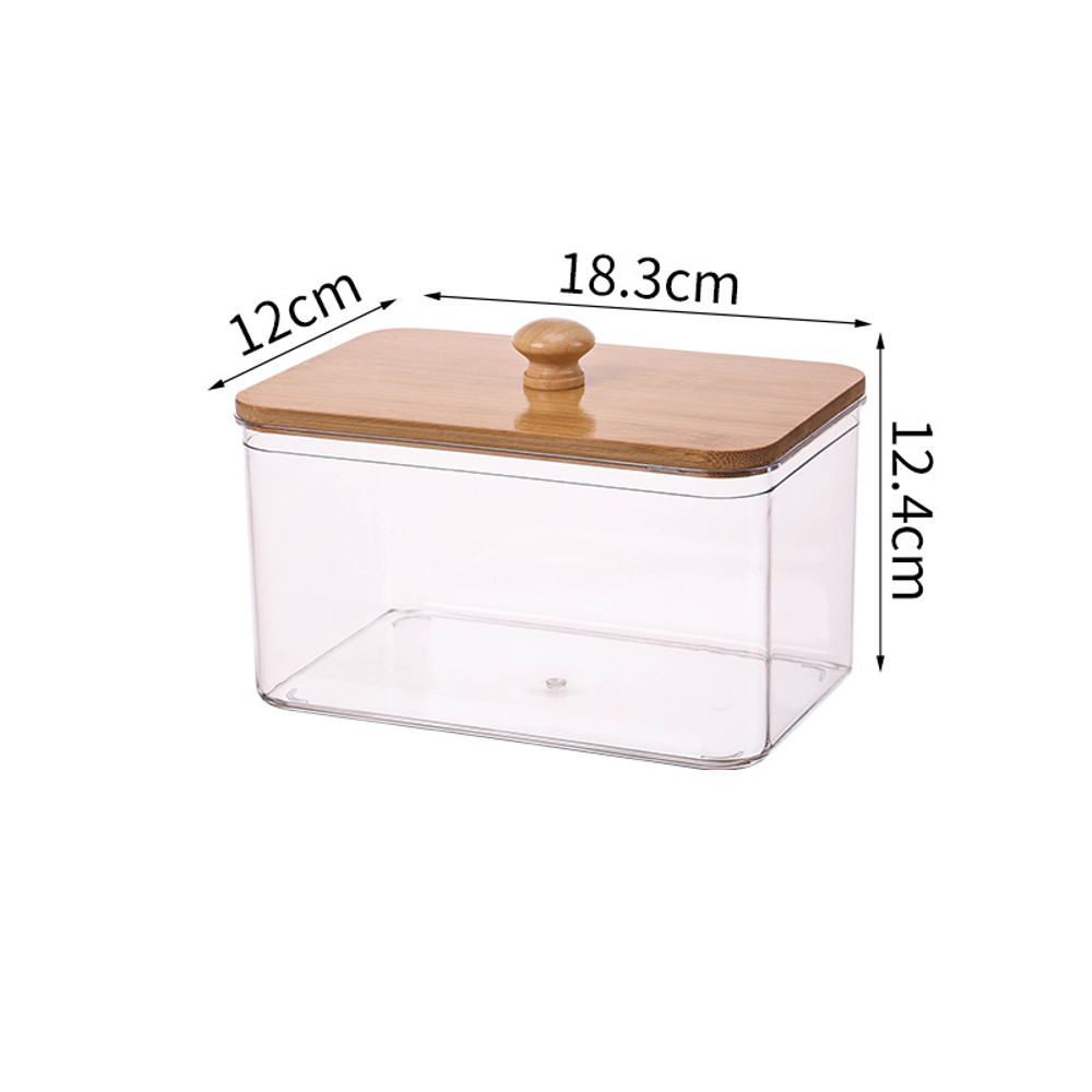 Cotton Swab Holder, Bamboo Lid Laundry Powder Storage Box, Desktop Decorative Box for Living Room, Table Organization