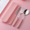 Transparent Cover Wheat Straw Tableware Set Outdoor Reusable Practical Cutlery Storage Bag Travel S 5