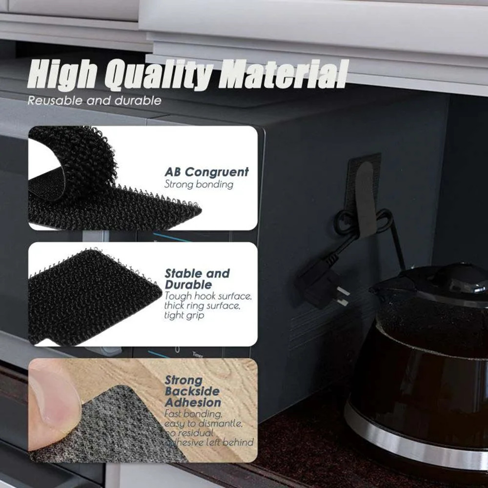 Self Adhesive Cord Rope Holder Reusable Cable Ties Fastening Straps Adjustable Desk Management Wire 3