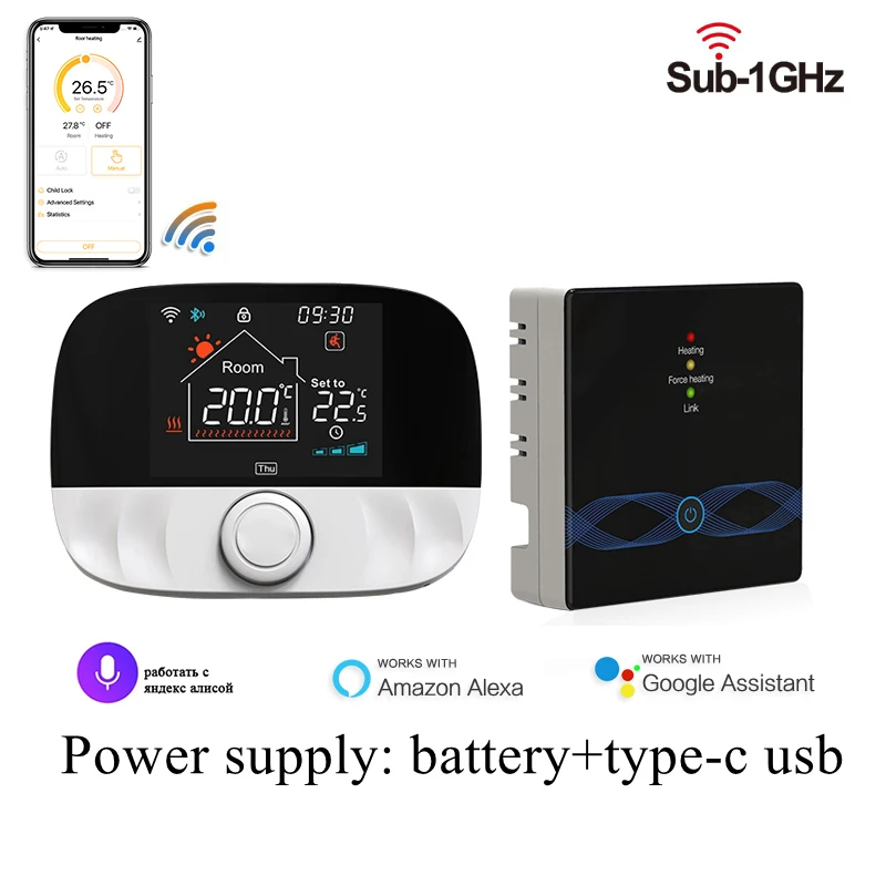 Battery Powered Temperature Controller For Gas Boiler WiFi Thermostat 6