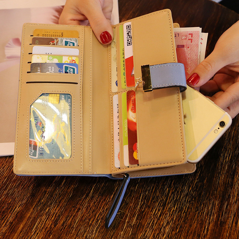 PU Leather Phone Purse Ladies Fashion Wallet Female Hollow Leaves Clutch Handbag Coin Card Holders 4