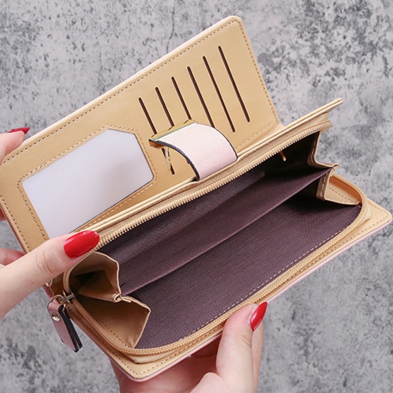 PU Leather Phone Purse Ladies Fashion Wallet Female Hollow Leaves Clutch Handbag Coin Card Holders 5