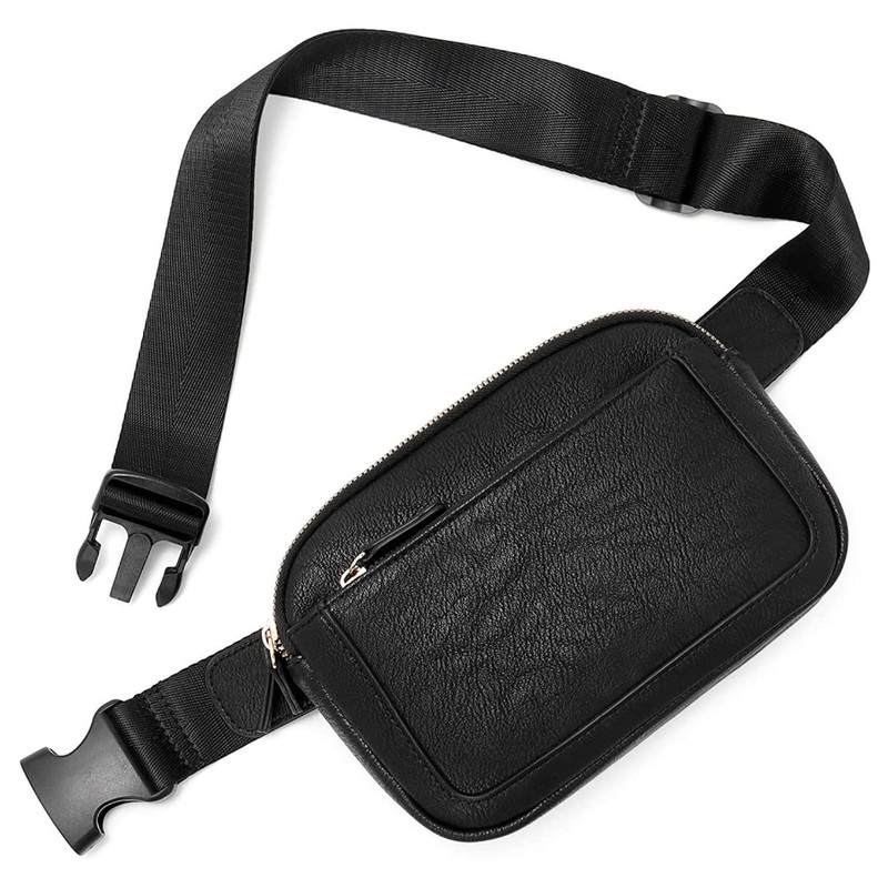 Women's PU Leather Fanny Pack, Adjustable Strap Crossbody Chest Bag, Fashion Waist Bag with Card Pocket for Outdoor Use