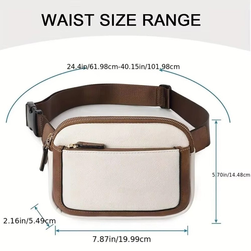 Women's PU Leather Fanny Pack, Adjustable Strap Crossbody Chest Bag, Fashion Waist Bag with Card Pocket for Outdoor Use