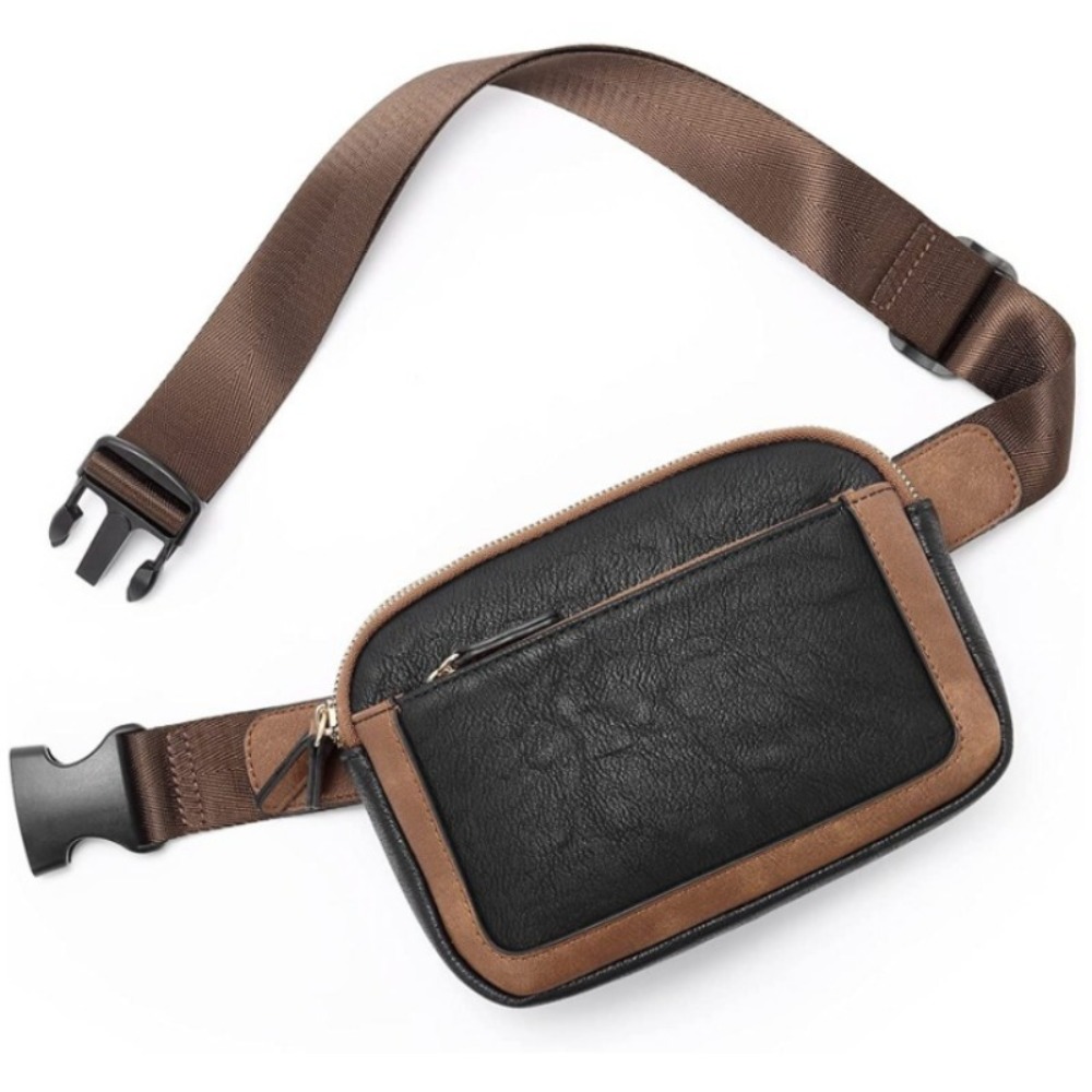 Women's PU Leather Fanny Pack, Adjustable Strap Crossbody Chest Bag, Fashion Waist Bag with Card Pocket for Outdoor Use