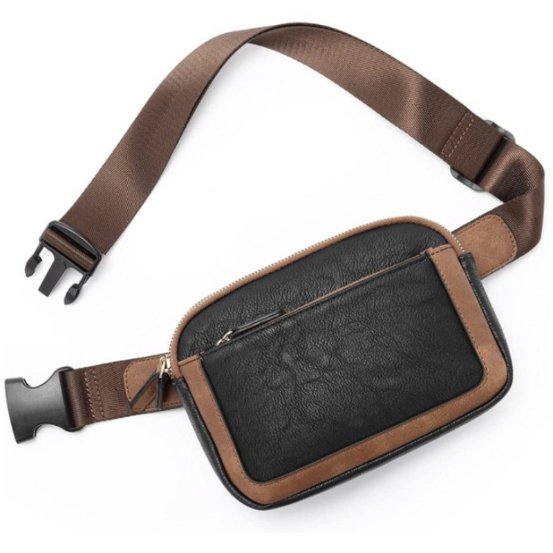 Women's PU Leather Fanny Pack, Adjustable Strap Crossbody Chest Bag, Fashion Waist Bag with Card Pocket for Outdoor Use