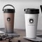 Portable Office Coffee Cup, Double-layer Vacuum Thermos, New American Simple Large-capacity Mug with Rope