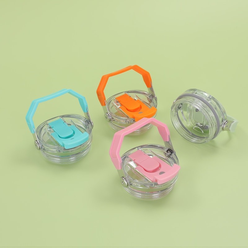 LeakProof Car Cup Portable Handle Double Drinking Cap Transparent With Straw High Appearance Level 1