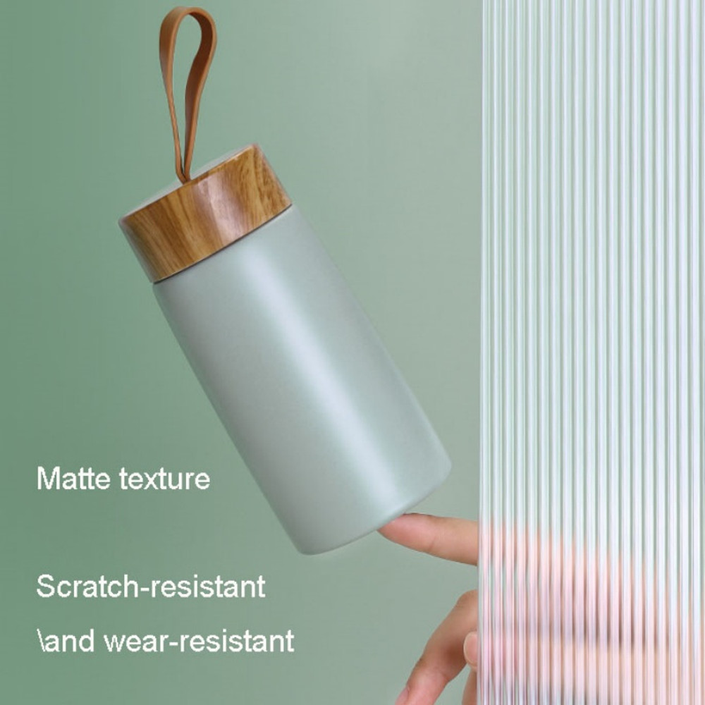 New Style Portable Vacuum Thermos Stainless Steel Water Cup With Wood Grain Cover HighValue Pocket