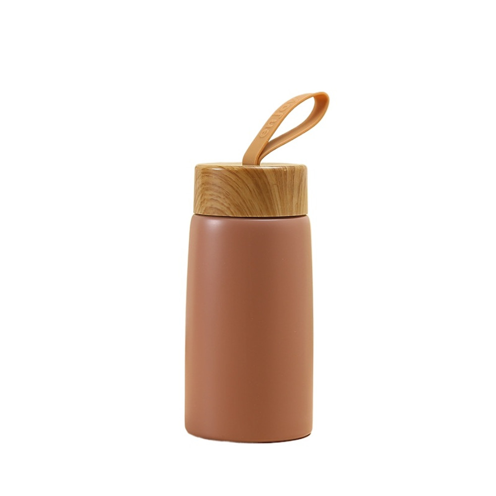 New Style Portable Vacuum Thermos Stainless Steel Water Cup With Wood Grain Cover HighValue Pocket