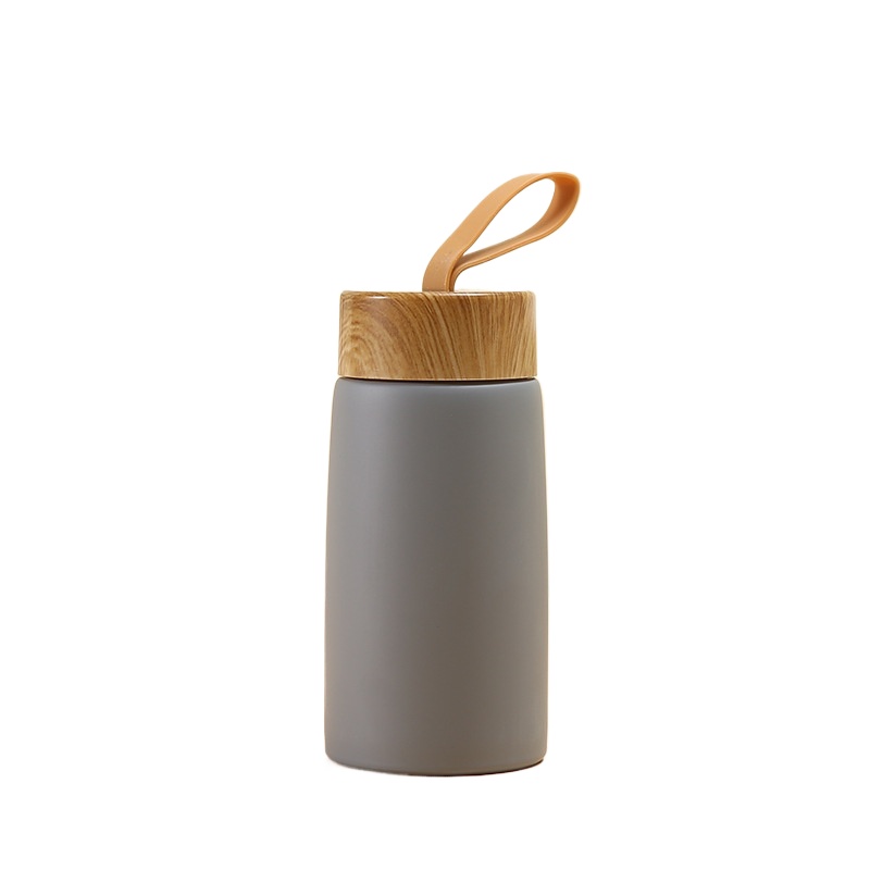 New Style Portable Vacuum Thermos Stainless Steel Water Cup With Wood Grain Cover HighValue Pocket
