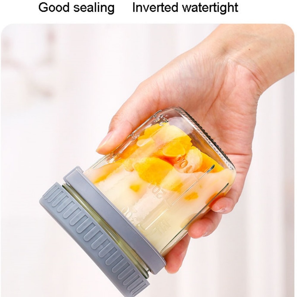 Transparent Glass HighValue Oat Cup With Lid And Spoon MultiColor Breakfast Cup Sealing With Scale 7