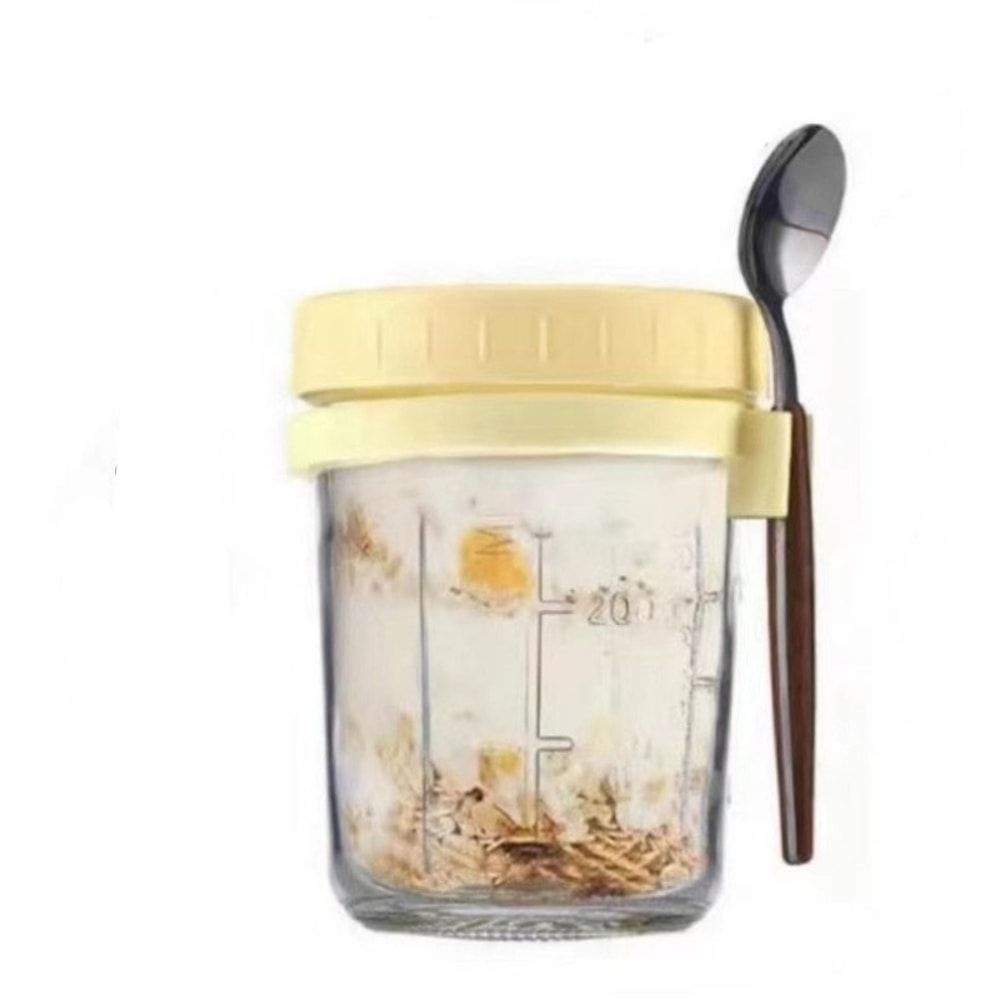 Transparent Glass HighValue Oat Cup With Lid And Spoon MultiColor Breakfast Cup Sealing With Scale 2