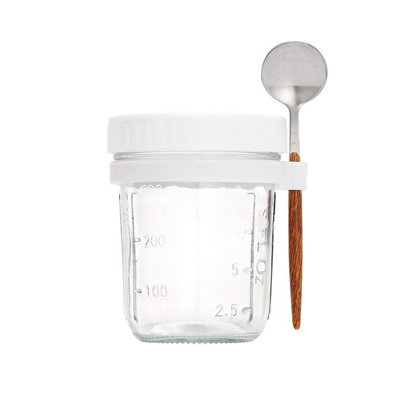 Transparent Glass HighValue Oat Cup With Lid And Spoon MultiColor Breakfast Cup Sealing With Scale 4