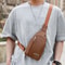 Leather Crossbody Sling Bag For Men Fashion Business Chest Bag Vintage Messenger Pack 7