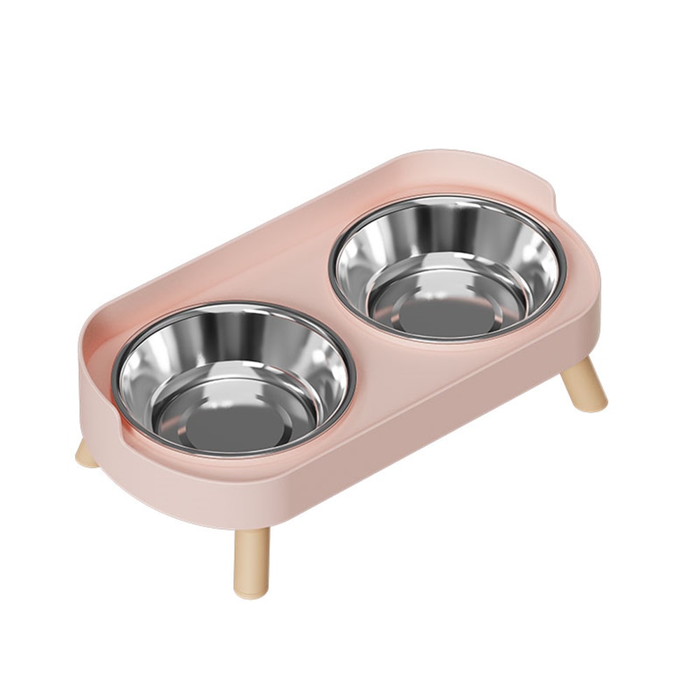 Fashionable Stainless Steel Dog and Cat Double Bowl, Large Capacity, Colorful Dopamine Pet Feeder