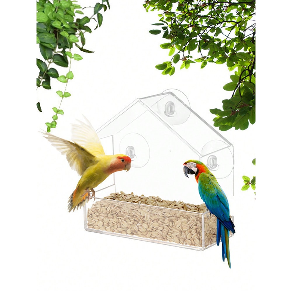 Outdoor Acrylic Bird Feeder Hanging Window Birdhouse For Backyard Wildlife 1