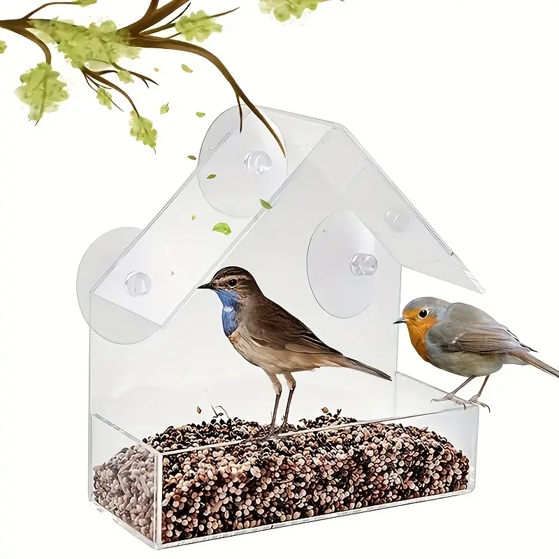 Outdoor Acrylic Bird Feeder Hanging Window Birdhouse For Backyard Wildlife 2