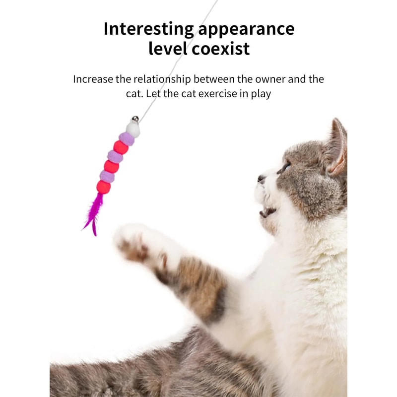 Funny Cat Stick New Elastic String With Feather Toy Imitated Furs Bug Suitable For Cats 4