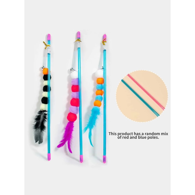 Funny Cat Stick New Elastic String With Feather Toy Imitated Furs Bug Suitable For Cats 5