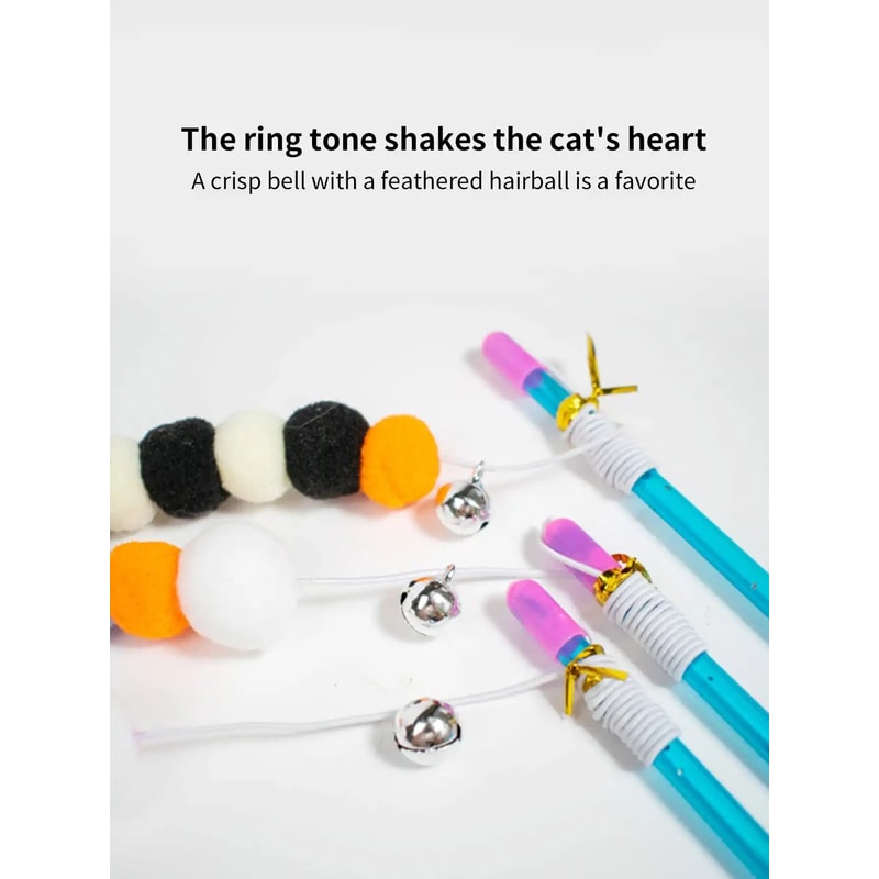 Funny Cat Stick New Elastic String With Feather Toy Imitated Furs Bug Suitable For Cats 7