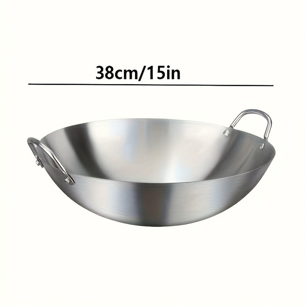 HighQuality Stainless Steel Wok Uncoated Durable ChefS Pan Easy To Clean 3