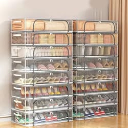 foldable dustproof shoe box storage rack transparent pvc organizer