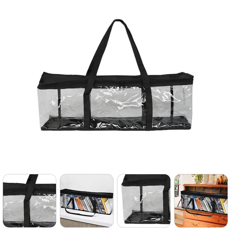 Clear Organizer Case Portable Media Collection Folder Dual Zipper Closure With Carry Handles 1
