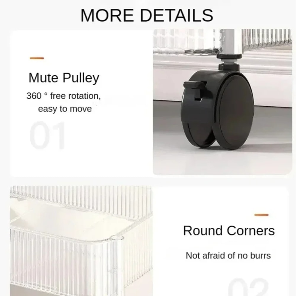 Clear Acrylic Mobile Cart Multilayer Storage Rack With Wheels Snack Storage Shelf For Living Room R 3