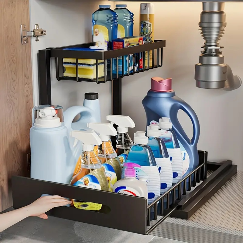 Under Sink Organizer Storage Shelves Pull Out Cabinet Storage Shelves Under Sink Storage 0