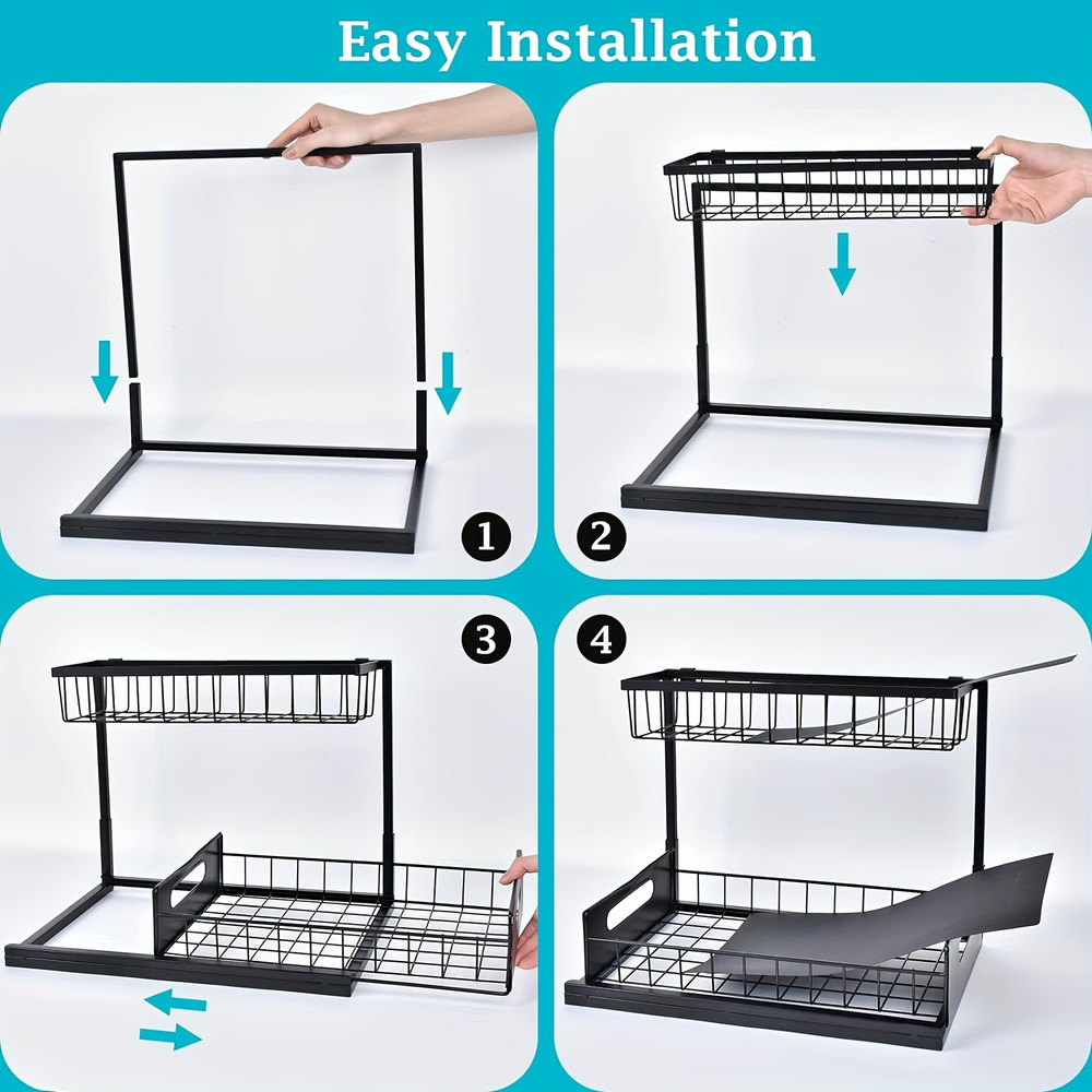 Under Sink Organizer Storage Shelves Pull Out Cabinet Storage Shelves Under Sink Storage 4