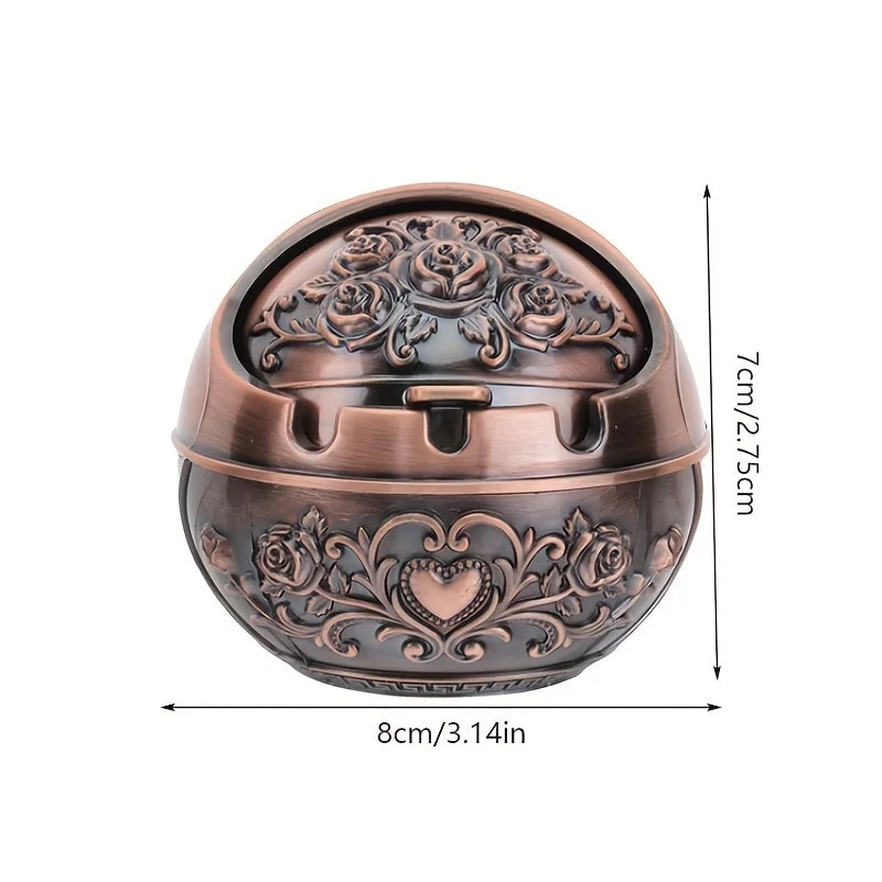 Retro Smoking Ashtray Metal Cigarette Holder With Windproof Lid Vintage Decorative Gadget 5