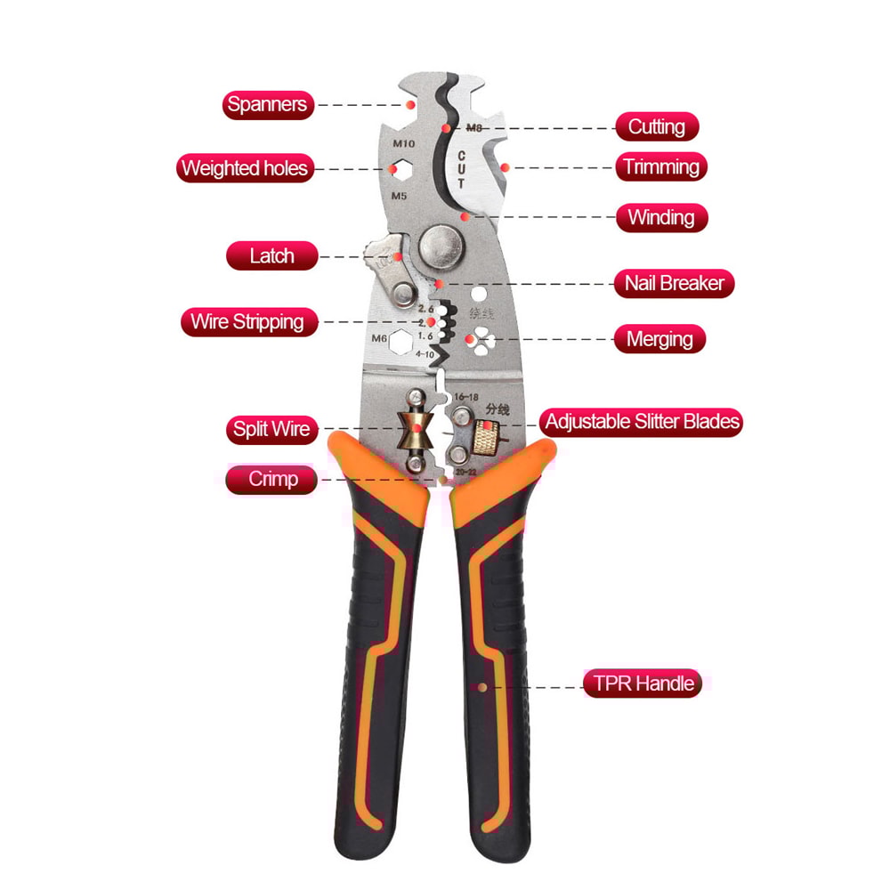 Adjustable Electrical Wire Stripping Pliers Terminal Hand Tool