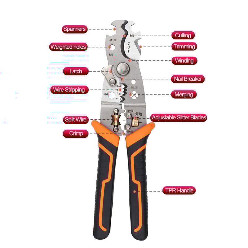 Adjustable Electrical Wire Stripping Pliers Terminal Hand Tool