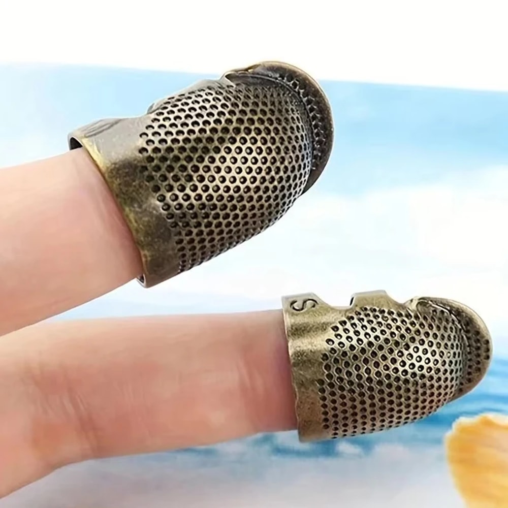Vintage Adjustable Thimble , Non-Slip Needle Ring, Finger Sleeve for Hand Sewing