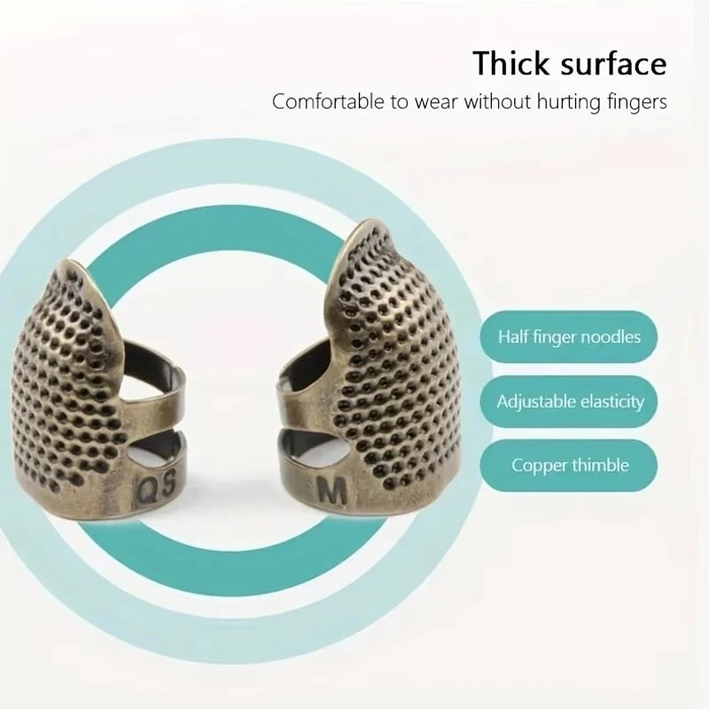 Vintage Adjustable Thimble , Non-Slip Needle Ring, Finger Sleeve for Hand Sewing