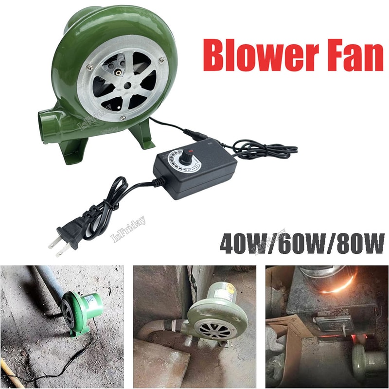 BBQ Fan Electric Blower Mini Blacksmith Forges Blower With Speed Adapter Adjustable Air Speed 0